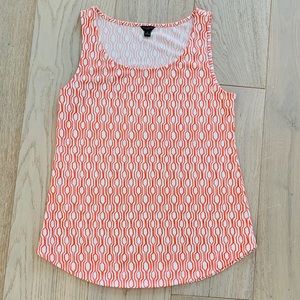 Ann Taylor Orange and White Print Sleeveless Top